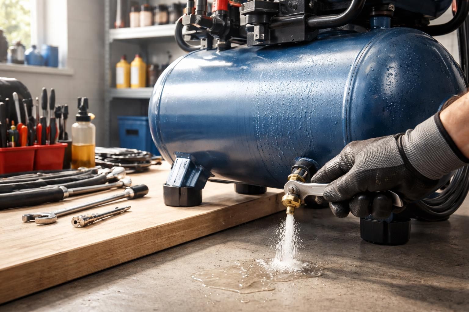 découvrez comment purger et entretenir efficacement la cuve d'air de votre compresseur pour garantir sa performance et sa longévité.